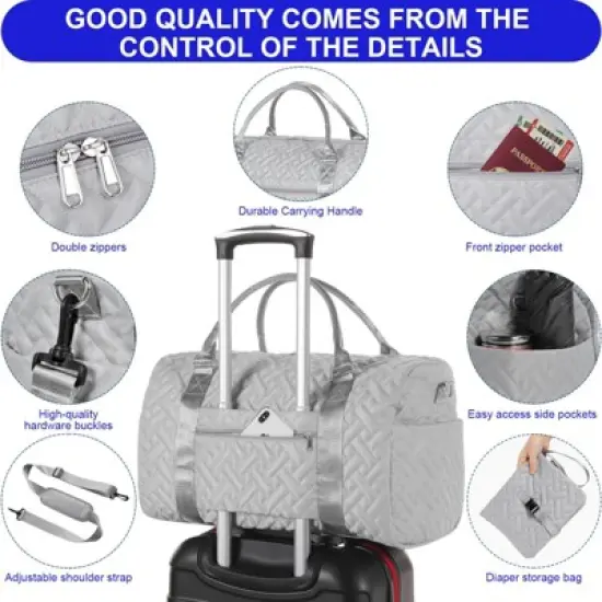 Itopfox Large Tote Diaper Bag for Mom and Baby, Hospital Bag for Twins or 2 Kids, Multi-Pocket Travel Diaper Bag with Insulated Bottle Pockets image {3}