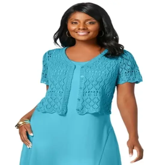 Jessica London Women&rsquo;s Plus Size Crochet Shrug image {4}