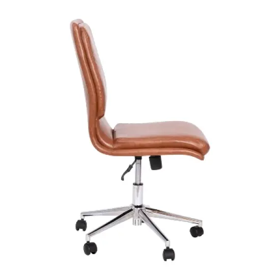 Flash Furniture Madigan Mid-Back Armless Swivel Task Office Chair with Upholstery and Adjustable Metal Base image {9}