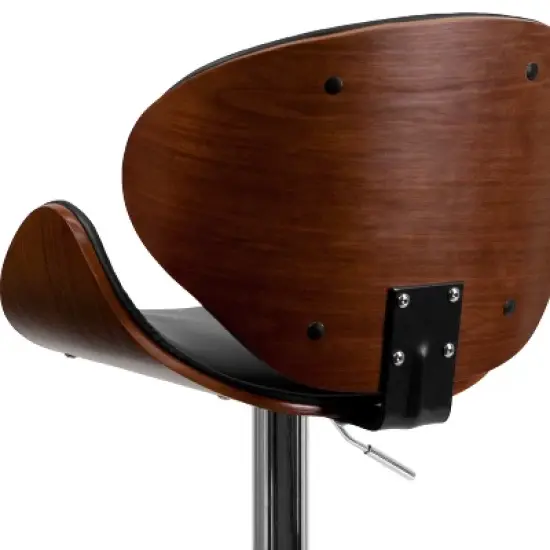 Flash Furniture Bentwood Adjustable Height Barstool with Curved Vinyl Seat and Back image {4}