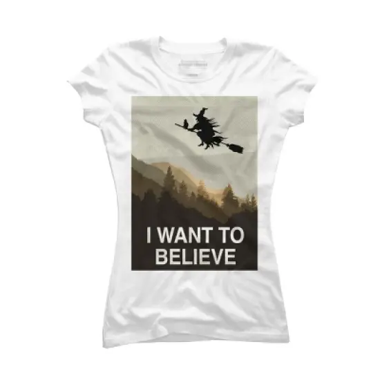 Junior's Design By Humans Halloween: I want to believe By RedCowTees T-Shirt image {4}