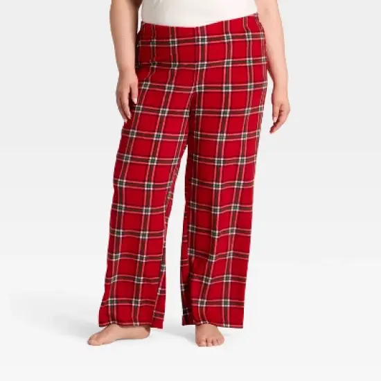 Women's Plaid Microfleece Holiday Matching Family Pajama Pants - Wondershop&trade; Red image {5}