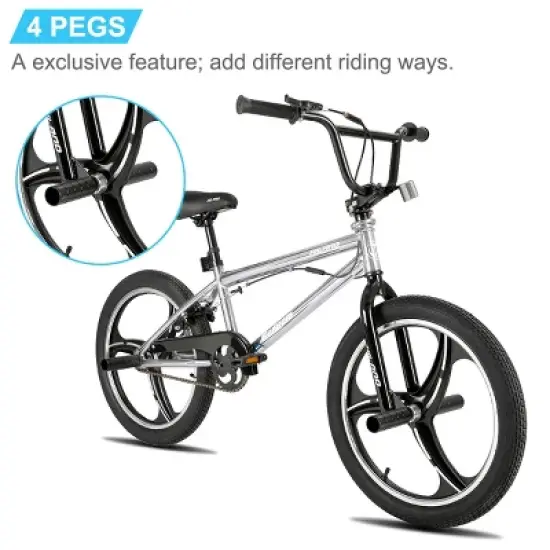 Hiland 20" Kids BMX Bike for Boys Girls, 360&deg; Rotor Freestyle, 4 Pegs, 3/5 Spoked Wheel image {5}
