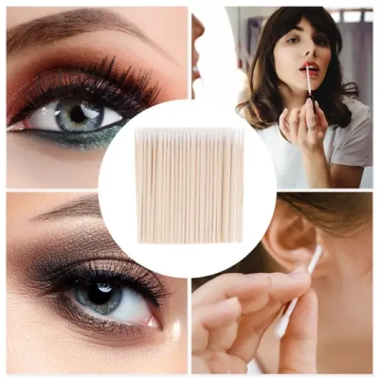 Unique Bargains Disposable False Eyelash Removal Cotton Swab Yellow 100 Pcs image {4}