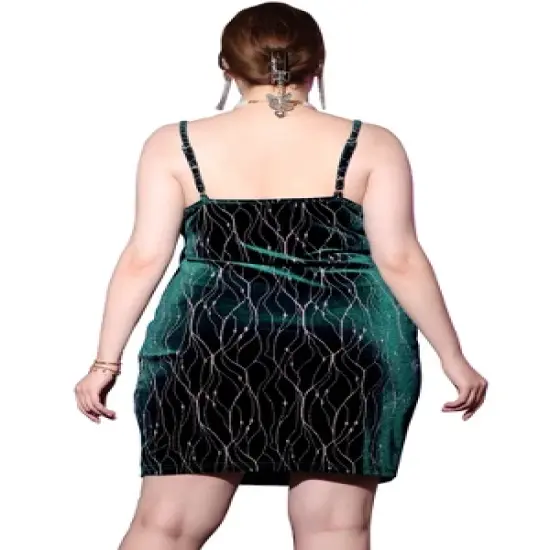 Agnes Orinda Women's Plus Size Velvet Sleeveless Cami Bodycon Club Party Mini Dresses image {3}