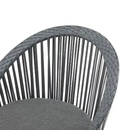 Christopher Knight Home Acheson Modern Outdoor Rattan and Iron Upholstered Accent Chair image {8}