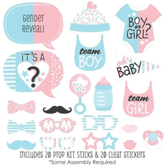 Big Dot of Happiness Baby Gender Reveal - Team Boy or Girl Party Photo Booth Props Kit - 20 Count image {1}