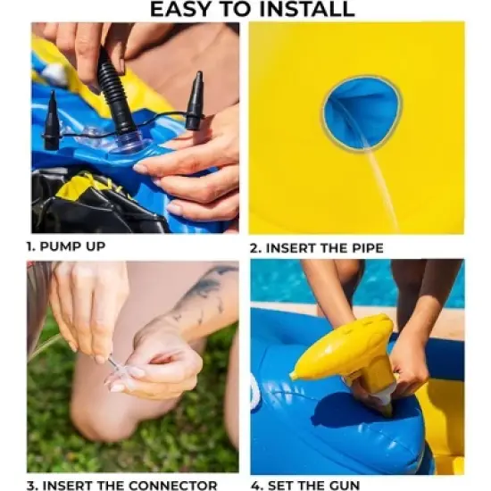 Zone Tech Inflatable Patrol Boat Pool Float Ride On with Fun Constant Flow Water Squirter for Kids Cool Retro Style for Beach Ocean Pool Lake image {3}