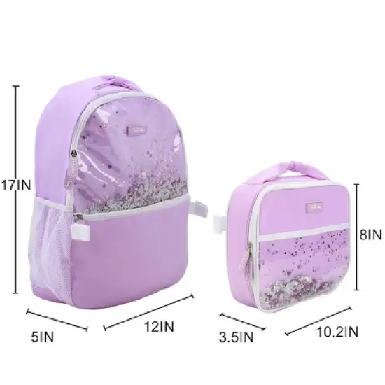 Packed Party Gold Confetti Purple 17" Backpack With Lunchbox image {1}