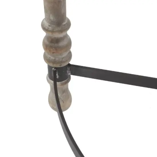 LuxenHome Rustic Wood and Metal Half Moon Console and Entry Table image {6}