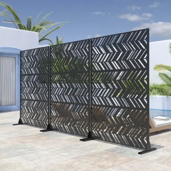 PexFix 72 in. H x 47 in. W Outdoor Metal Privacy Screen Garden Fence Asymmetrical Pattern Wall Applique image {3}