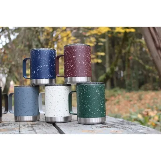 FIFTY/FIFTY 12oz Stainless Steel with PP Lid Speckle Mug Brick Red/White image {2}