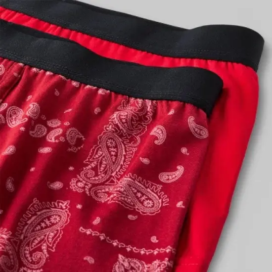 Men's Bandana/Solid Trunks 2pk - Original Use&trade; Maroon image {3}