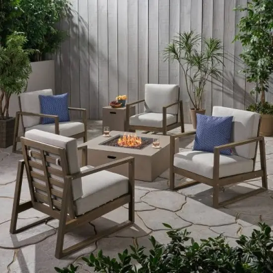 Belgian 6pc Acacia Wood Fire Conversation Set - Christopher Knight Home image {6}