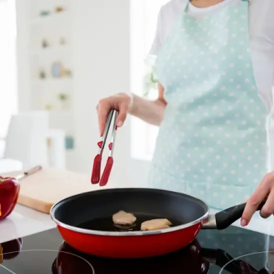 Unique Bargains Kitchen Non-stick Stainless Steel Tongs with Stands Silicone Tip for Cooking image {2}