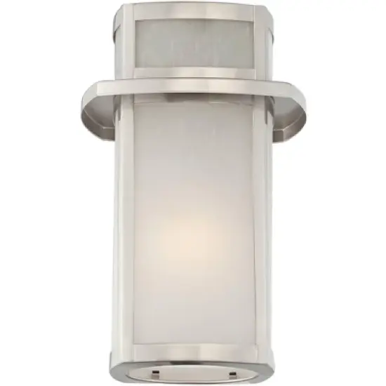 Possini Euro Design Delevan Modern Outdoor Wall Lights Fixture Set of 2 Brushed Nickel 11 1/4" Frosted Seedy Glass for Post Exterior Barn Deck House image {2}