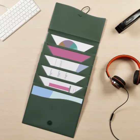 Avery Slide & View Expanding File Folder, 6 Pockets, Letter Size, 1 Sage Folder (73546) image {2}