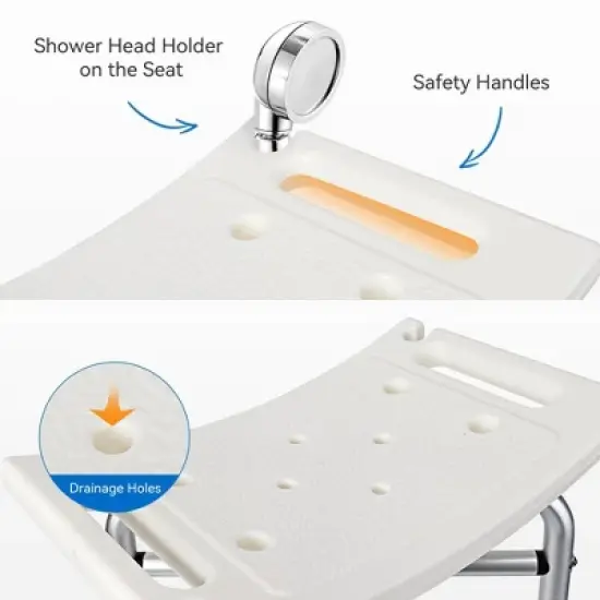 Whizmax Shower Bench Shower Chair for Bathroom Bathtub with Adjustable Height Legs Bear 350 lb Capacity Slip Resistant image {4}