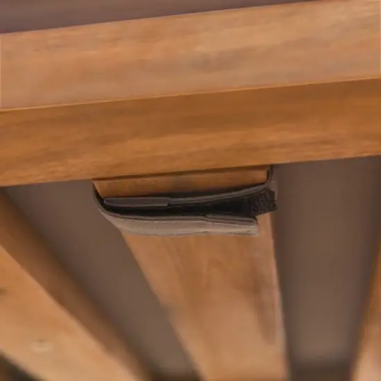 Galia 2pc Square Leg Acacia Wood Chair and Ottoman with Cushions - Brown - Saracina Home image {9}