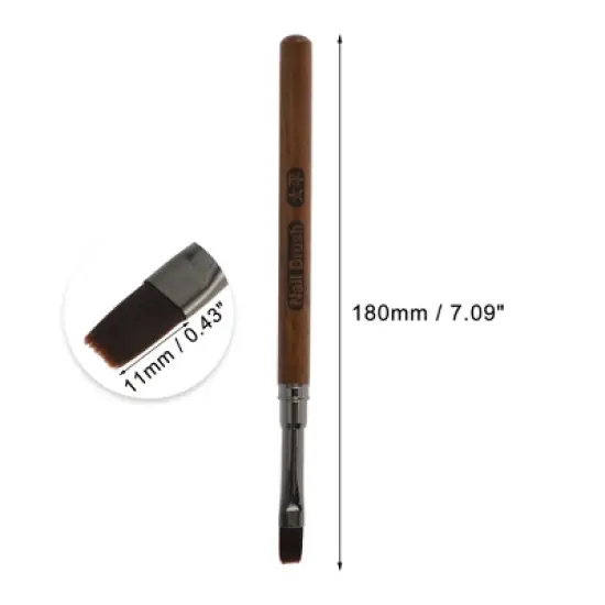 Unique Bargains Large Flat Mouth Nail Painting Brushes for Polish Painting Home DIY Brown 1 Pc image {3}