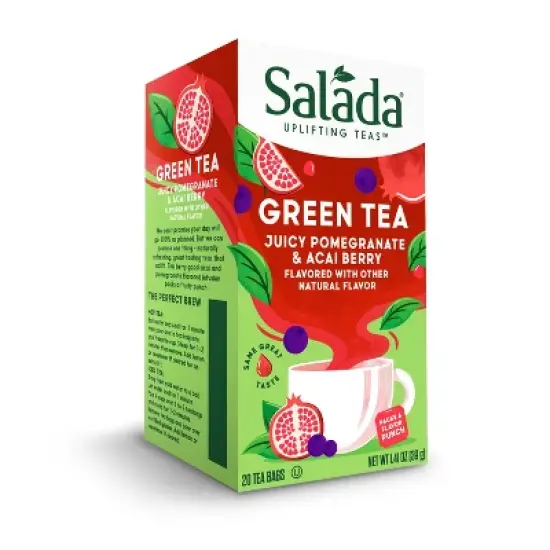 Salada Pomegranate Acai Berry Green Tea with 20 Individually Wrapped Tea Bags Per Box (Pack of 6) image {4}