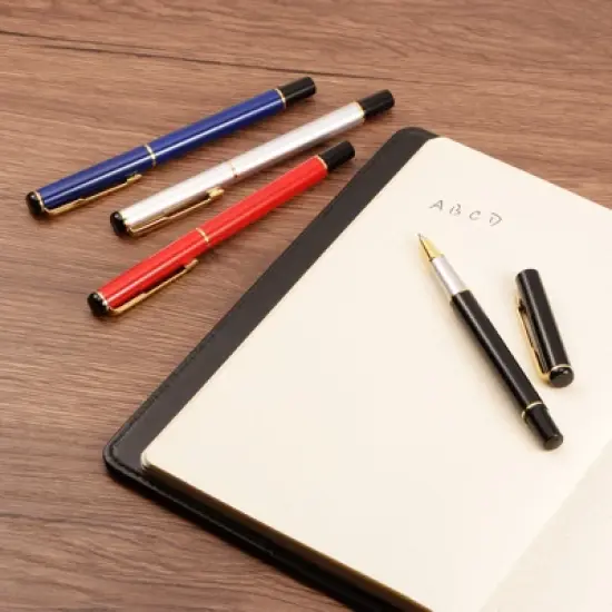 Unique Bargains Business Office Metal Smooth Writing Black Ink Ballpoint Pens 3 Pcs image {4}