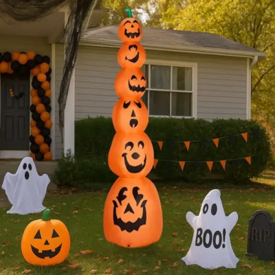 Karl Home 9FT Halloween Inflatable Stacked Pumpkins Outdoor Decoration image {2}