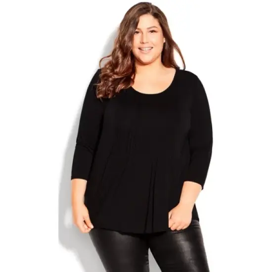 Women's Plus Size Milly Pleat Plain Top - black | AVENUE image {3}