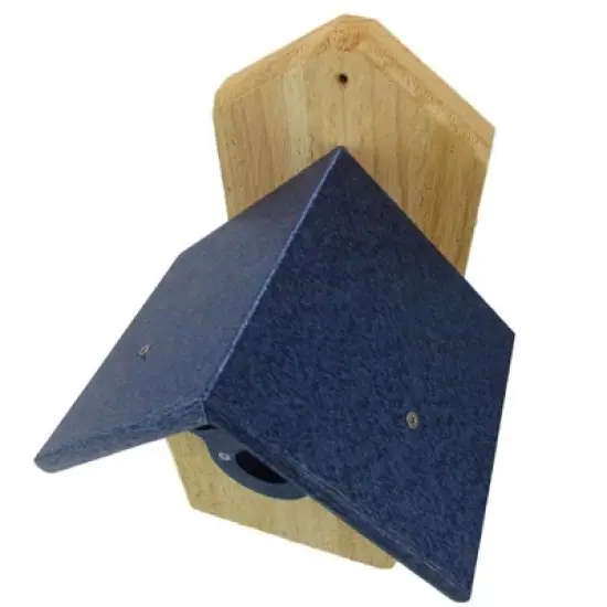 JCS Wildlife Post Mount Cedar Wren House w Poly Roof & Birdhouse Predator Guard Portal image {3}