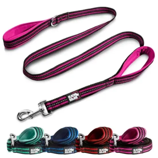 Black Rhino Dog Leash 5ft Long Double Handle w/ Reflective Lead - Aqua image {5}