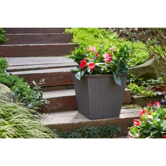 15" Jamaica Wicker Square Planter, Dark Coffee - Southern Patio image {1}