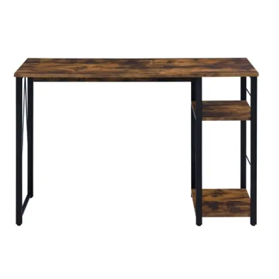 GlasFlength Desks Metal Frame Rustic Computer Desk Gaming Desk Home Office Desk Simple Design for Small Spaces, Brown, 47.5"*19.5"*28.5" image {1}