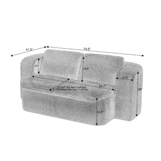 Modern 2-in-1 Sleeper Sofa with Included Cushion Blanket, Folding Sofa Bed for Living Room, Apartment, or Bedroom &ndash; The Pop Home image {3}