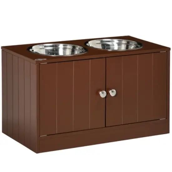Akoasm 44L Capacity Large Elevated & Movable Dog Bowls With Storage Cabinet-Brown image {5}