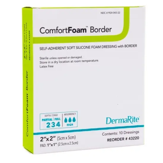 ComfortFoam Bordered Foam Wound Dressing, Silicone Adhesive - 10 Pack image {1}