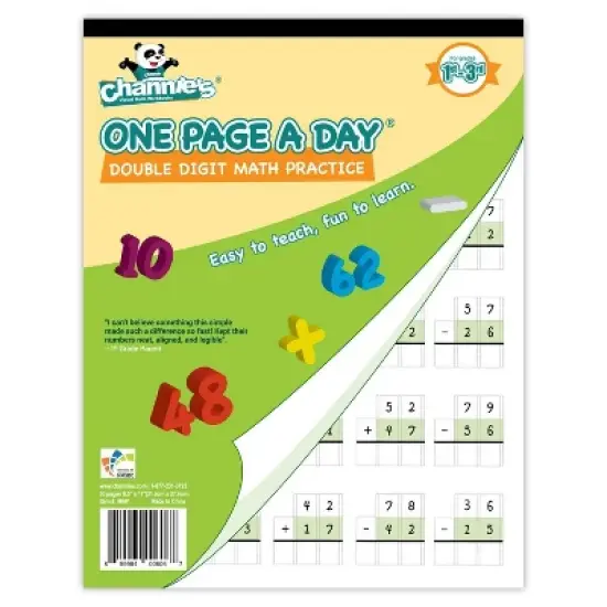 Channie's 3pk One Page a Day Single, Double, Triple Digit Math Worksheets - 2-4th Grades image {2}