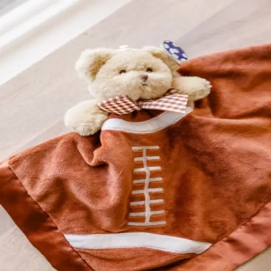 Bearington Baby Touchdown Snuggler, Football Plush Stuffed Animal Teddy Bear Security Blanket, Lovey 15" image {3}