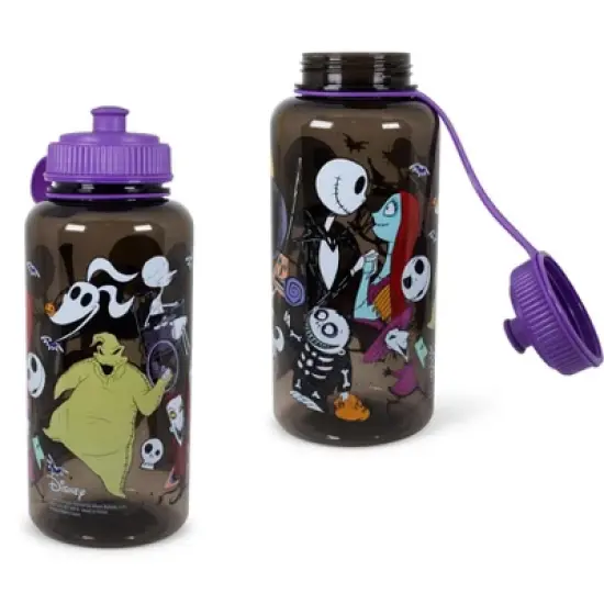 Silver Buffalo The Nightmare Before Christmas Plastic Water Bottle | Holds 34 Ounces image {1}
