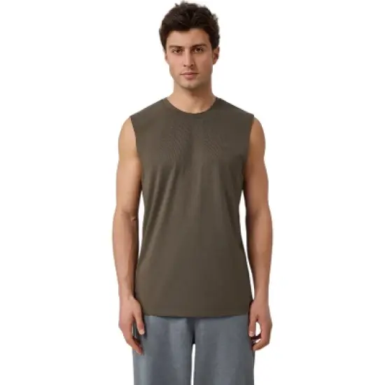 Anna-Kaci Active Men's Sleeveless Crew Neck Ribbed Tank Top with Relaxed Fit and Stretch Fabric image {1}