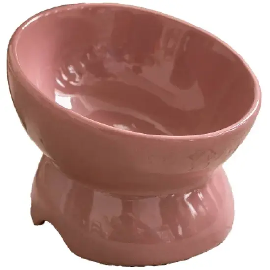 Dexypaws: Elevated Ceramic Bowl For Cats - Ash Blush - 7oz Capacity image {5}