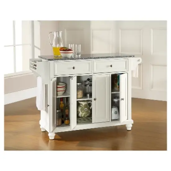 Cambridge Solid Granite Top Kitchen Island - White - Crosley image {4}