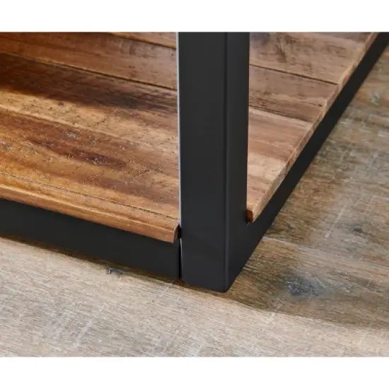 Claremont Rustic Wood Coffee Table with Low Shelf Dark Brown - Alaterre Furniture: Steel Frame, Acacia Surface image {6}