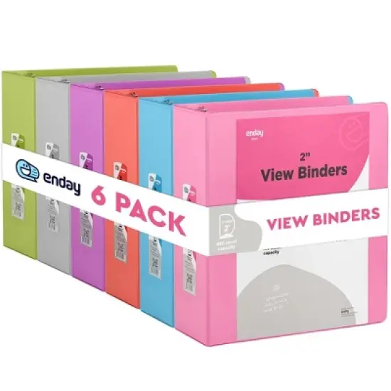 Enday 3-Ring View Binder With 2-Pockets - Multicolor 6 pack image {10}