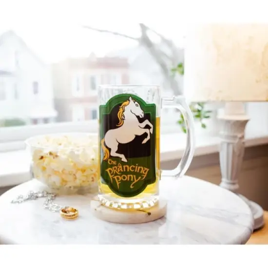 Silver Buffalo The Lord of the Rings Prancing Pony Glass Stein Mug | Holds 16 Ounces image {4}
