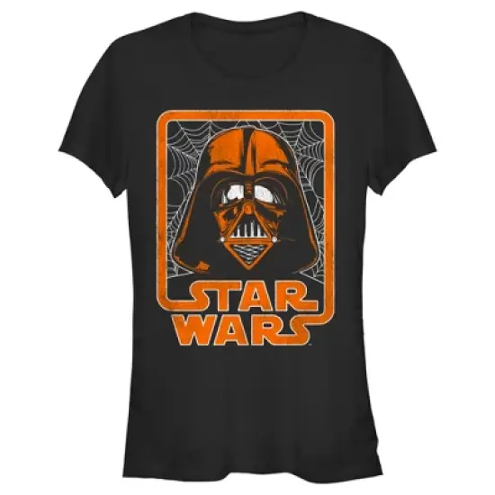 Junior's Star Wars Halloween Darth Vader Spooky Spider Webs Logo T-Shirt image {3}