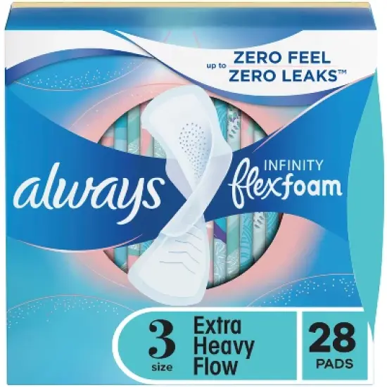 Always Infinity FlexFoam Pads for Women - Extra Heavy Absorbency - Unscented - Size 3 - 28ct image {11}