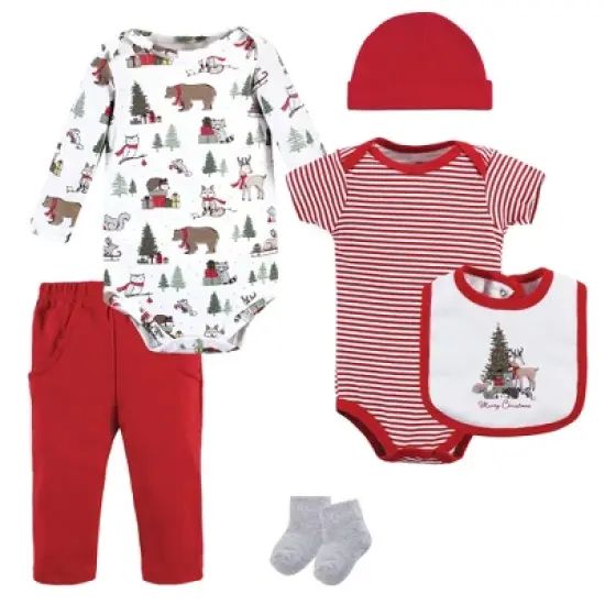 Hudson Baby Unisex Baby Cotton Layette Set, Christmas Forest image {6}
