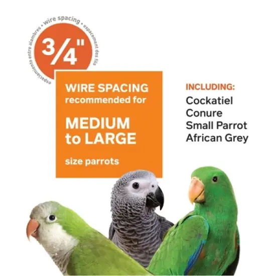 Prevue Select Wrought Iron Parrot Bird Cage 24x20x60", Chalk White image {11}