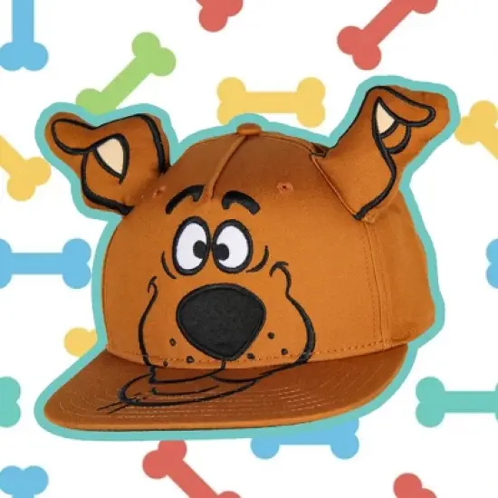 Scooby Doo Embroidered Character Face Adult Adjustable Snapback Hat With 3D Ears Brown image {2}