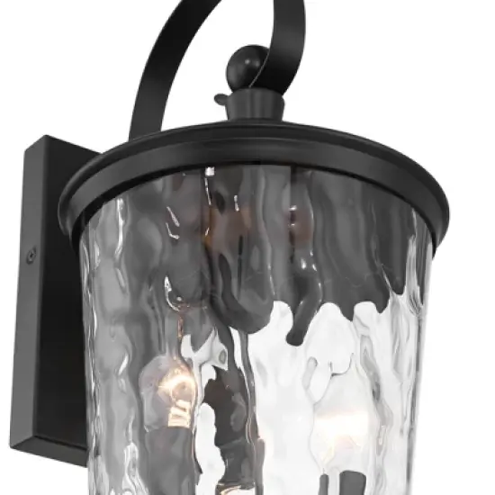 John Timberland Cirilla 17 1/2" High Modern Outdoor Wall Light Fixture Mount Porch House Exterior Weatherproof Matte Black Metal Clear Glass Shade image {2}